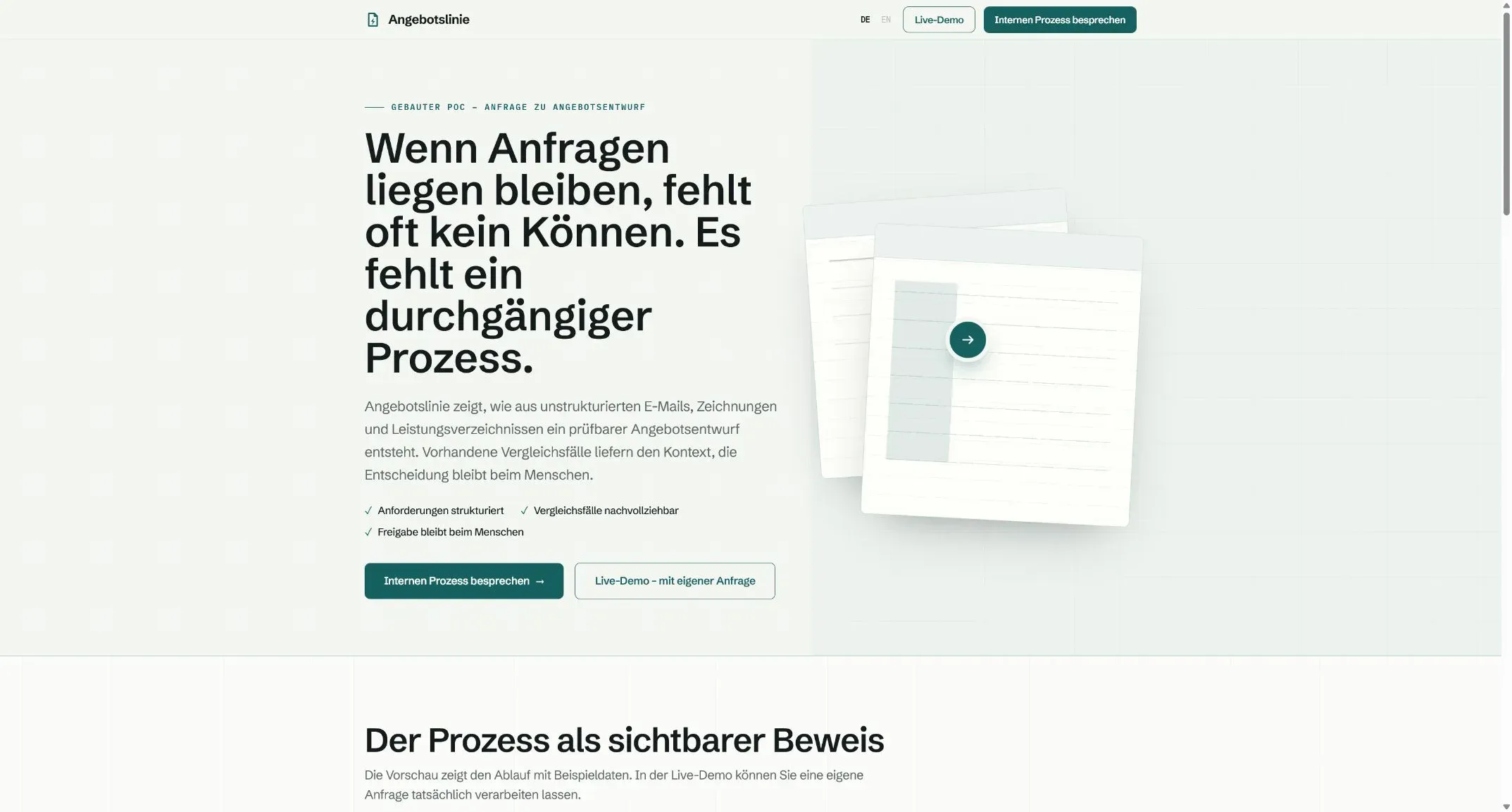Angebotslinie – Desktop-Ansicht