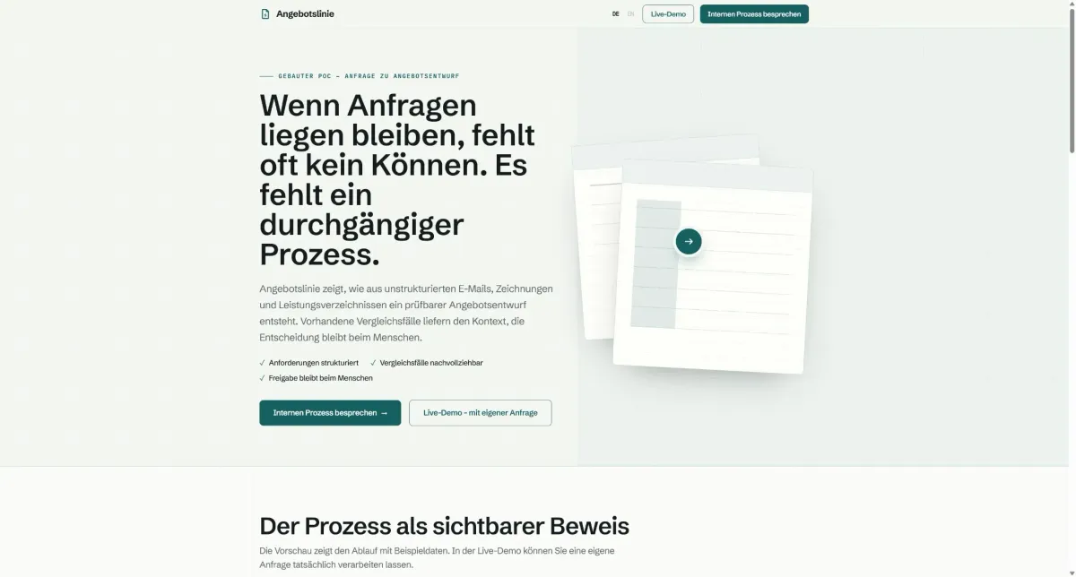 Angebotslinie: Dokumenten- und Freigabeprozess