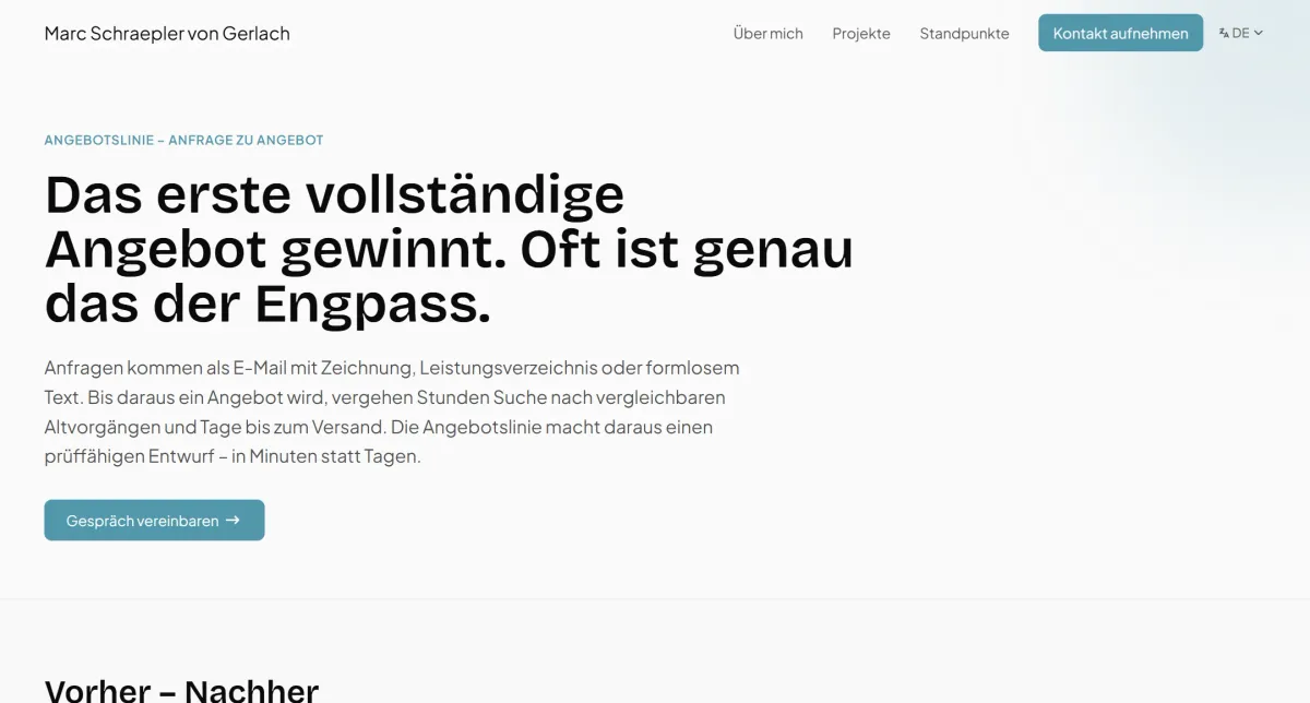 Angebotslinie: Anfrage zu Angebot