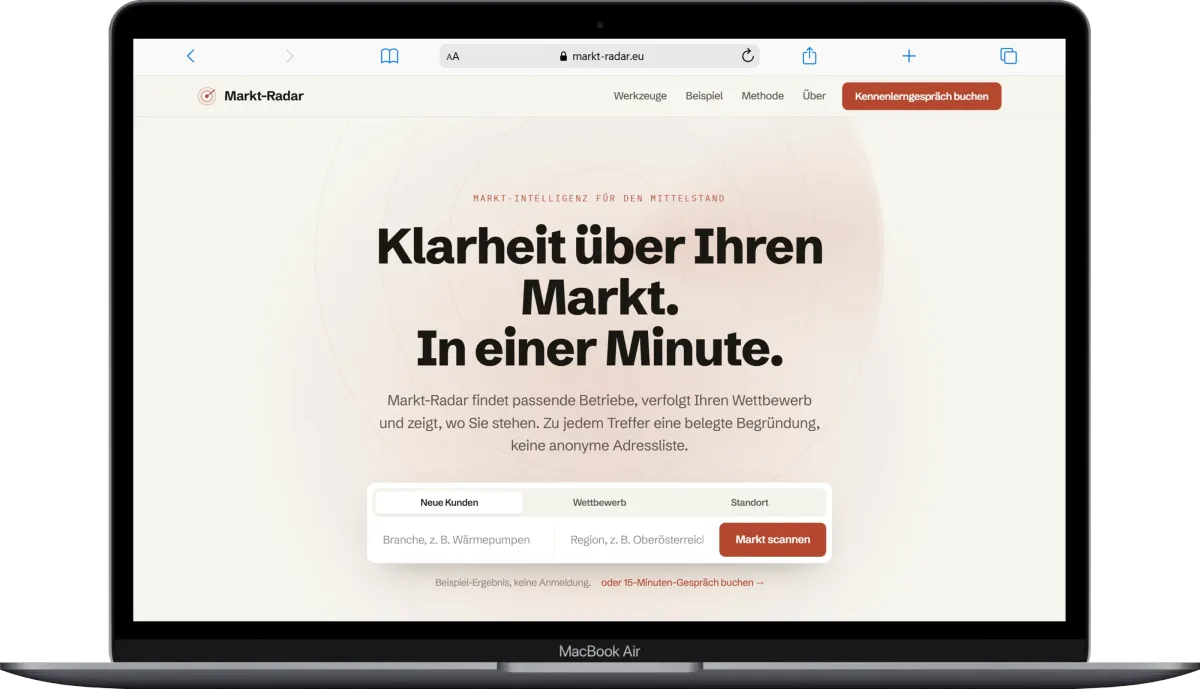 Marktradar – Relevante Unternehmenssignale finden und nachvollziehbar priorisieren.