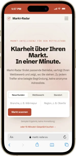 Marktradar – Relevante Unternehmenssignale finden und nachvollziehbar priorisieren. in der mobilen Ansicht