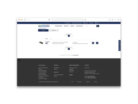 RECOM Power – B2B Product Catalog - Project Preview
