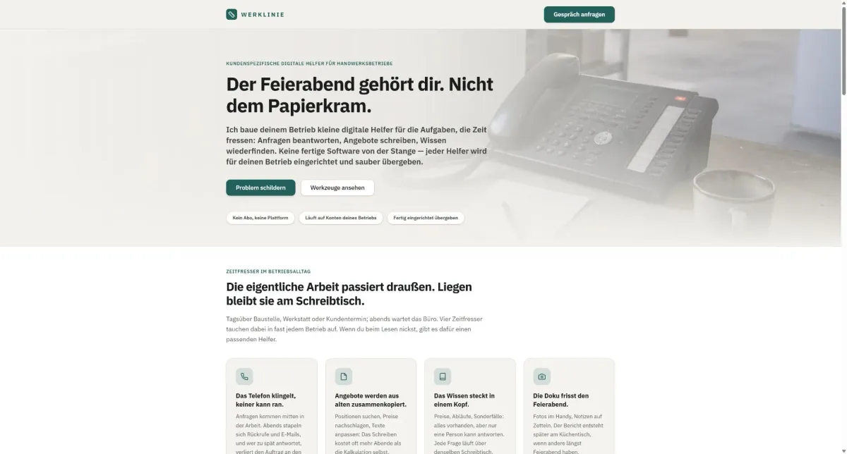 Werklinie: Werkzeuge für das Handwerk
